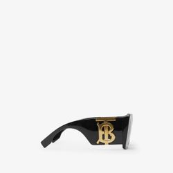 Burberry TB Sunglasses Black Gold Large NWT