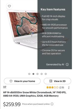 HP 14-db0050nr Snow White Chromebook