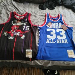 100% AUTHENTIC Mitchell N Ness Throw Back Jerseys NEW Sz LG & Med $125 EACH