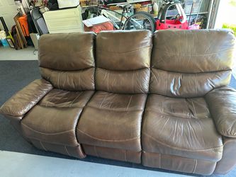 Brown Leather Reclining Sofa