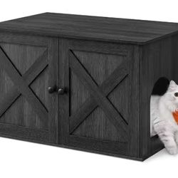 Hidden Cat Litter Box Enclosure Litter Box Furniture with Removable Divider Indoor Ink Black