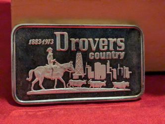 silver .999 bar 1oz. the drovers 1973