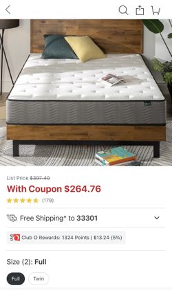 Full Size Mattress Like New Condition Praige by Zinus 10” support plus pocket spring hybrid full size mattress 