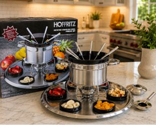 Hoffritz Rotating Stainless Steel Fondue Set – 6 Forks – Complete Set
