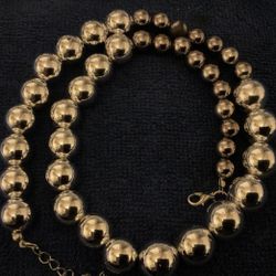 18” Two Tone Silver And Gray Large Beaded Necklace 