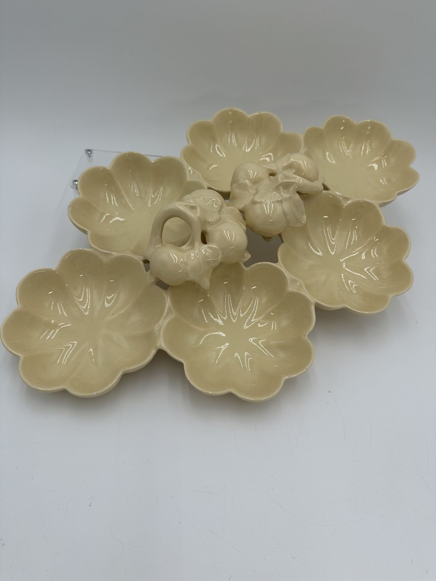 Vintage MCM California Pottery Divided 6-Section Condiment / Relish Dish - Signed “WP”