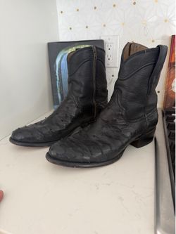 Tecovas Black Ostrich Cowboy Boots – Men’s 10.5D – Excellent Condition