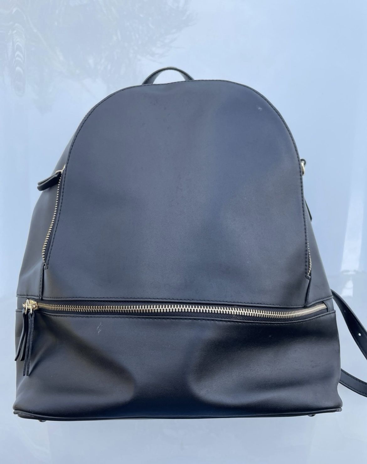 Black Backpack Leather Travel Bag