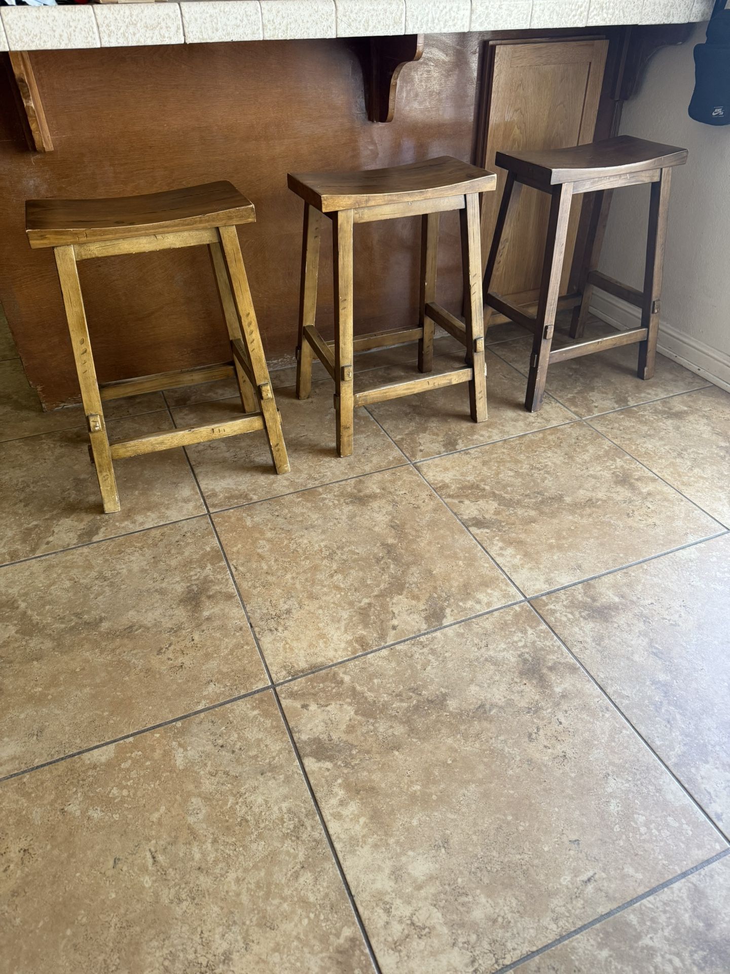 3 Wood Bar Stools