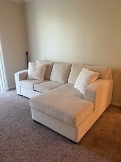 Light Gray Fabric Sectional Sofa with Chaise