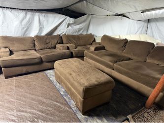 Brown couch and love seat with matching chair and ottoman good condition clean we sell all the time delivery $40 local
