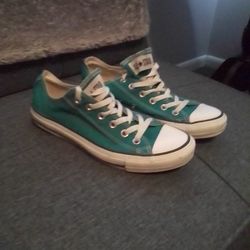 Turquoise Converse Low Tops 9