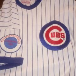 Ryne Sandberg Men's Mitchell And Ness Chicago Cubs size 2X Authentic White Throwback Jersey World Series Champs