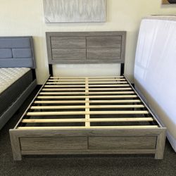 Queen Grey Platform Bed Frame 