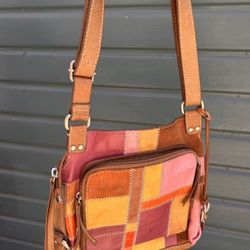 Real Leather And Suede Fun Colored Women’s Bag Small