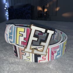 Fendi belt multicolor white hot sale