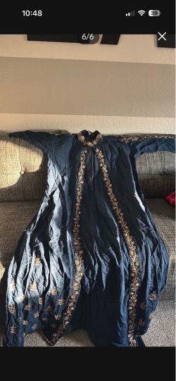 New Heavy work blue kurti cover only M