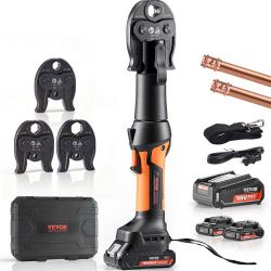 505*Press Tool, 18V Electric Pipe Crimping Tool for 1/2", 3/4", 1" Copper Pipes, 24KN Press Tool Kit Compatible with ProPress - with 3 Press Jaws, 2pc