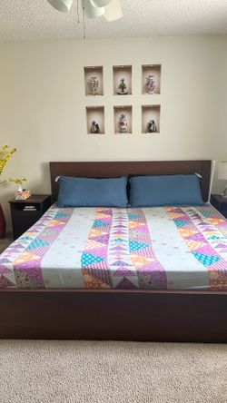 IKEA MALM Bed frame, dark brown veneer/Luröy, King
