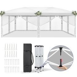 10'x20' Canopy Tent Instant Open Gazebo Pop up Canopy w/ Mosquito Netting,Carry