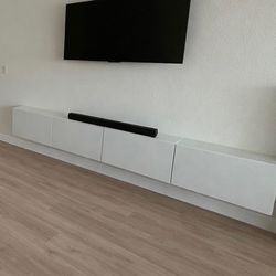 IKEA BESTA Floating Wall Shelves / Media Console – White (Modern & Minimal)