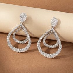 Sliver Tear Drop Earring Set 
