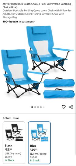Joyfair High Back Beach Camping Chair, 2 Pack