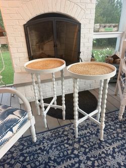 Adorable white spool leg side tables/nightstands. $89 EACH