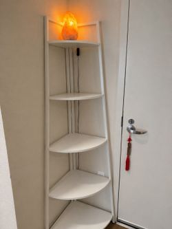5-Tier White Corner Shelf Bookcase – Modern Space Saving