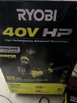 RYOBI 40V HP Brushless Whisper Series 180 MPH 850 CFM Cordless Battery Backpack Leaf Blower with 8.0 Ah Battery and Charger