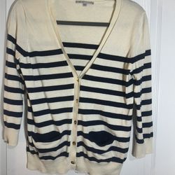 Gap 3/4 sleeve Cream/Navy Blue Cardigan