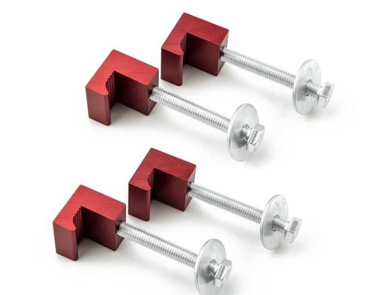J Hook Crossover Tool Box Mounting Clamps For Pickup Truck Tool Box Mount Tie Downs (4 PCS, Red)