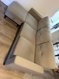 Light gray Fabric Tufted 3-Seat Sofa