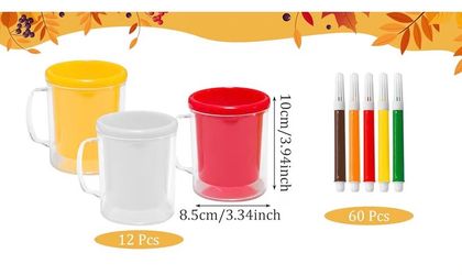 12 Set Color Your Own Mugs, Bulk Personalized, 8oz