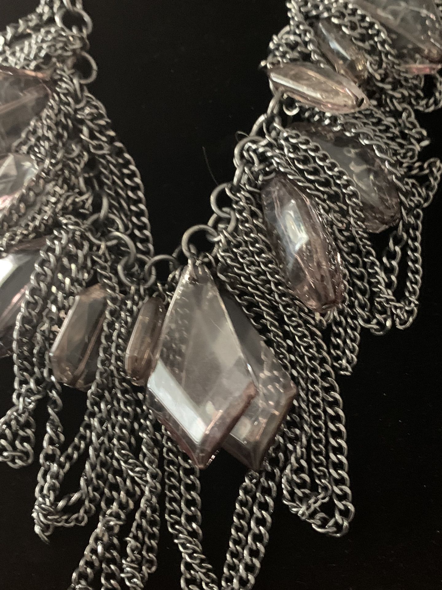 Dark Silver W/ Dark Gray Gemstones Necklace