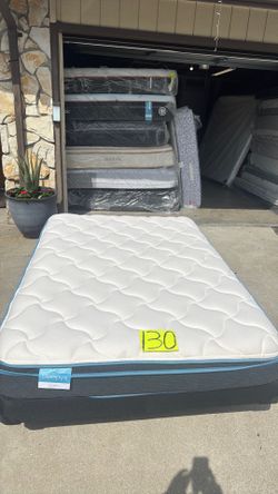 Full size mattress, and boxspring and metal bed frame