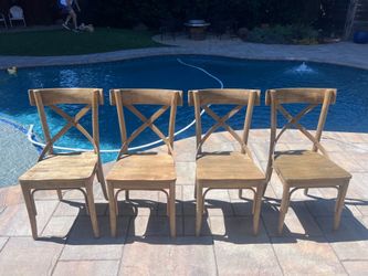 World Market Bistro Distressed Wood Dining Chairs – Light Walnut (Set of 4)