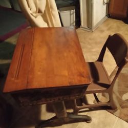 Very Old School Desk And Chair 