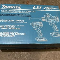 New Makita XT297T 18V LXT 1/2" Hammer Drill Driver & Impact Driver Combo Kit New