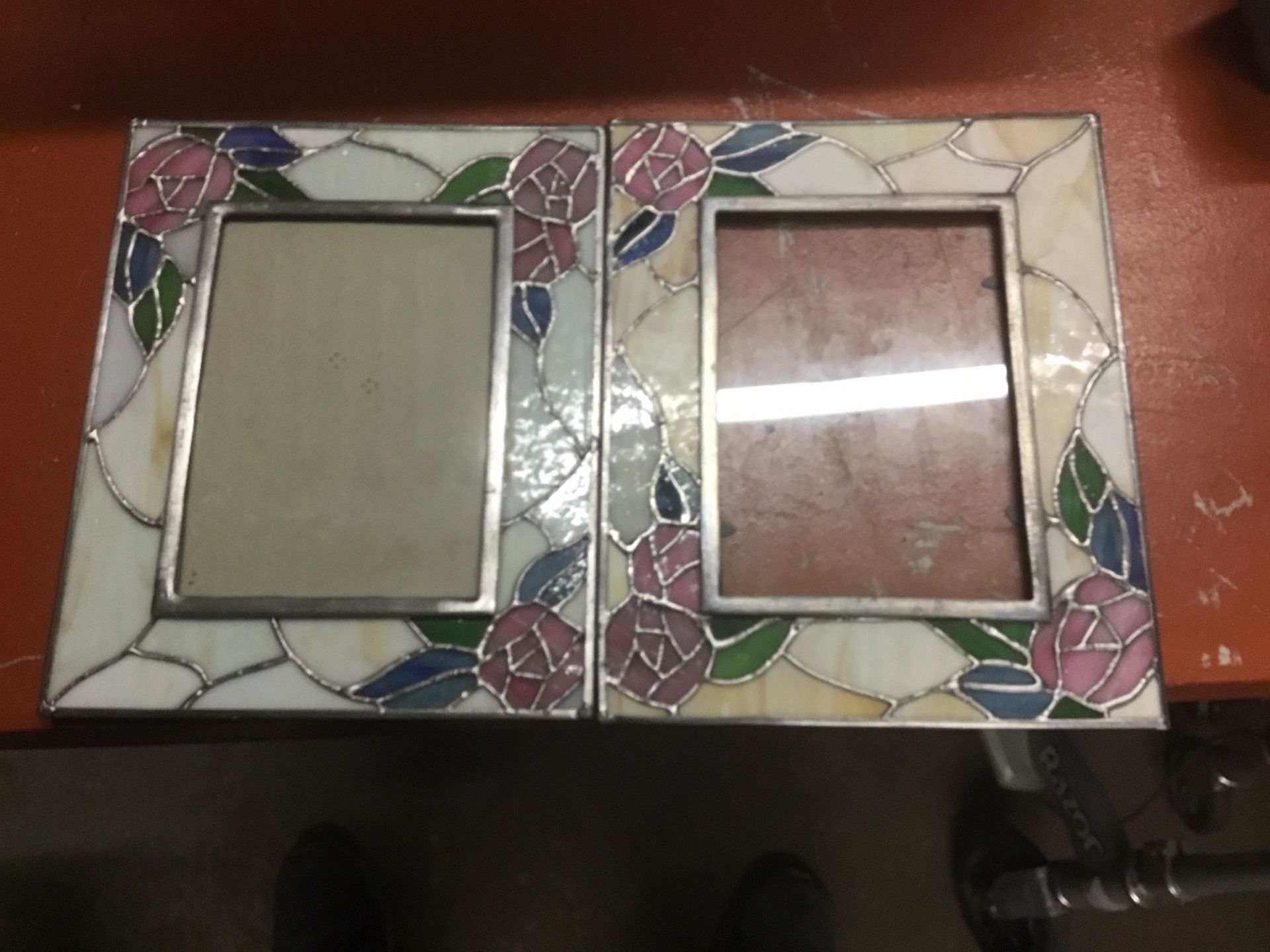 Stained glass picture frames.