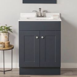 NEW Navy Blue 24in Vanity with Marble Top