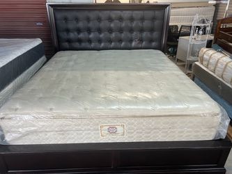 King size mattress and box spring set and bed frame