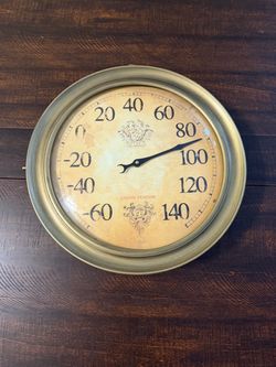 Industrial Loft Statement Piece: Union Station Double-Sided Clock & Thermometer