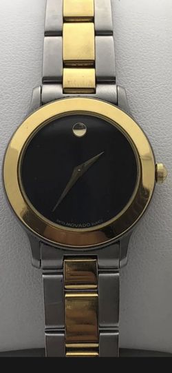 Movado Ladies Quartz Black dial Two Tone Stainless Steel watch