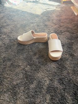 White Platform Espadrille Slide Sandals