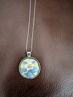 Colorado Columbine Flower Pendant on adjustable 16"-18" necklace
