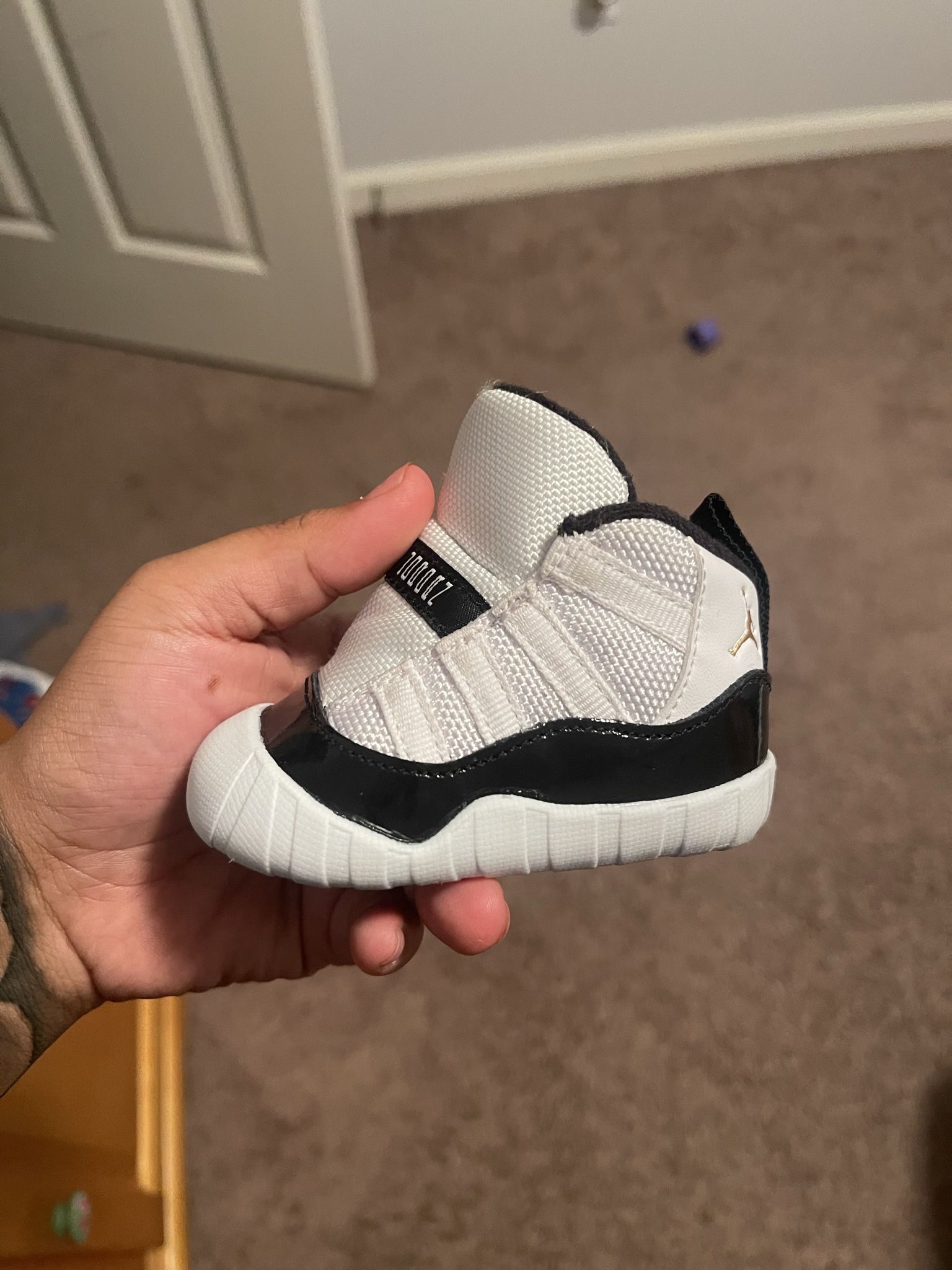 2C White And Black Jordan’s Crib booties