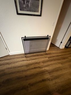 Modern geometric grid fireplace screen