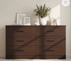 Dark brown 6 drawer dresser