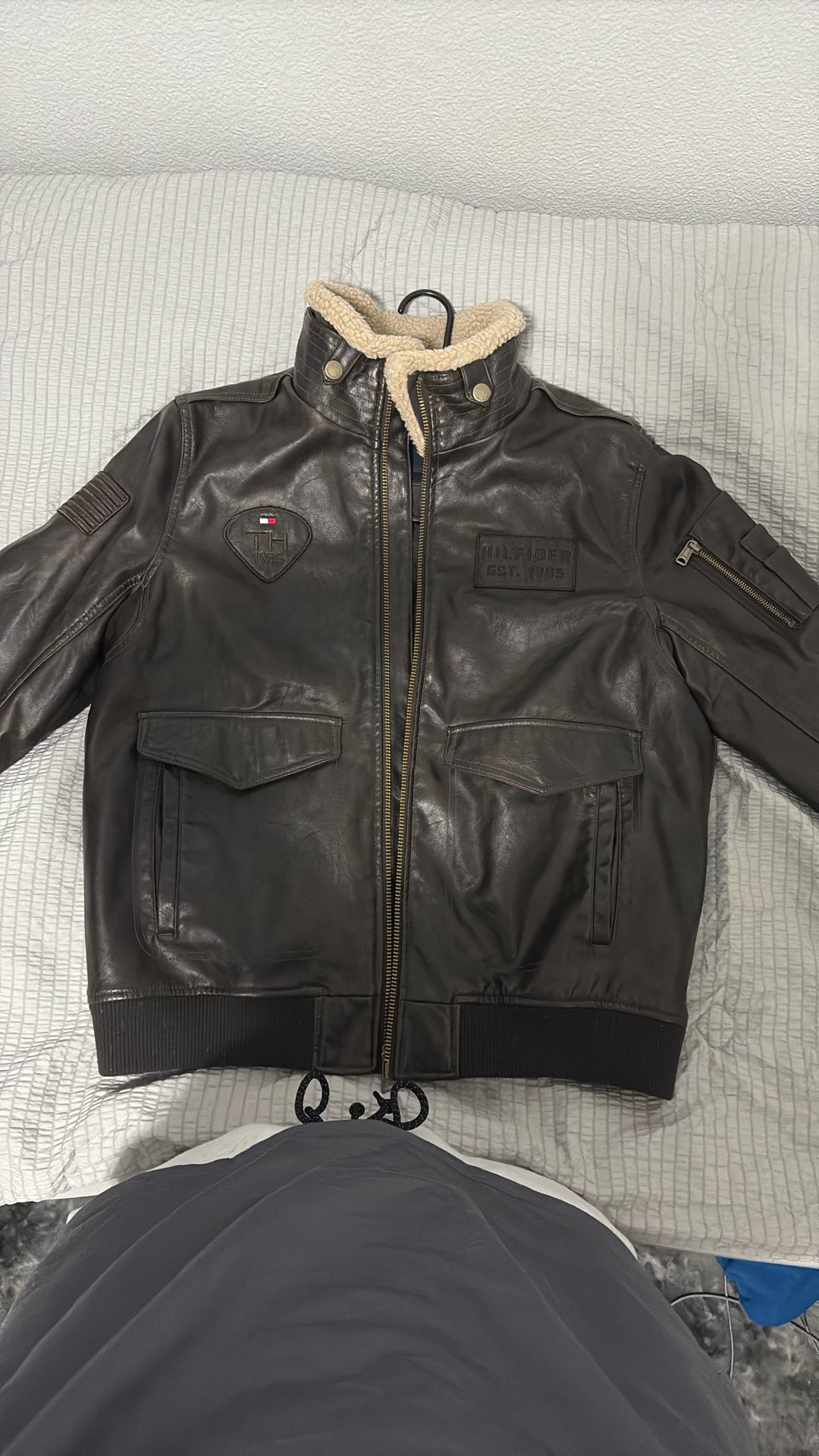 Tommy Hilfiger Leather Bomber Jacket